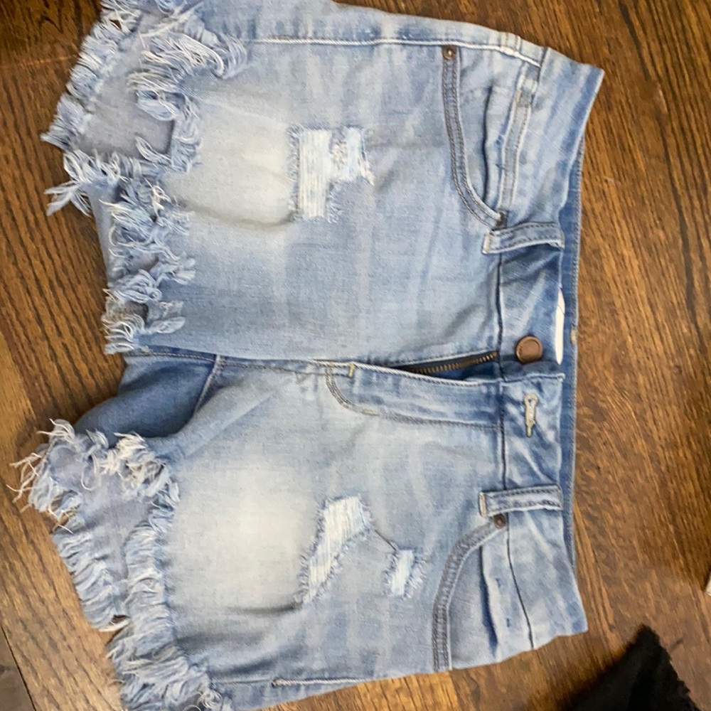 light denim jeans shorts